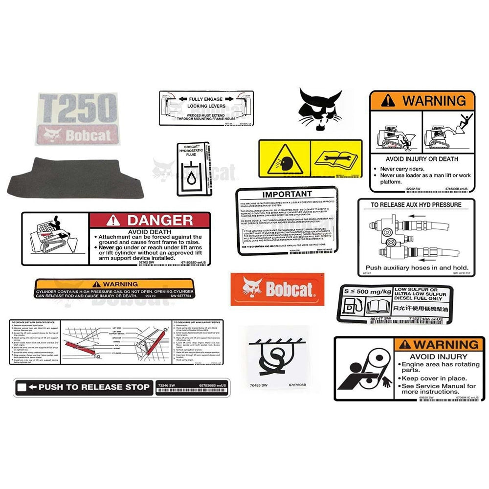 Part No. 6904767 T250 Model Internal and External Decal Kit for Track Loaders