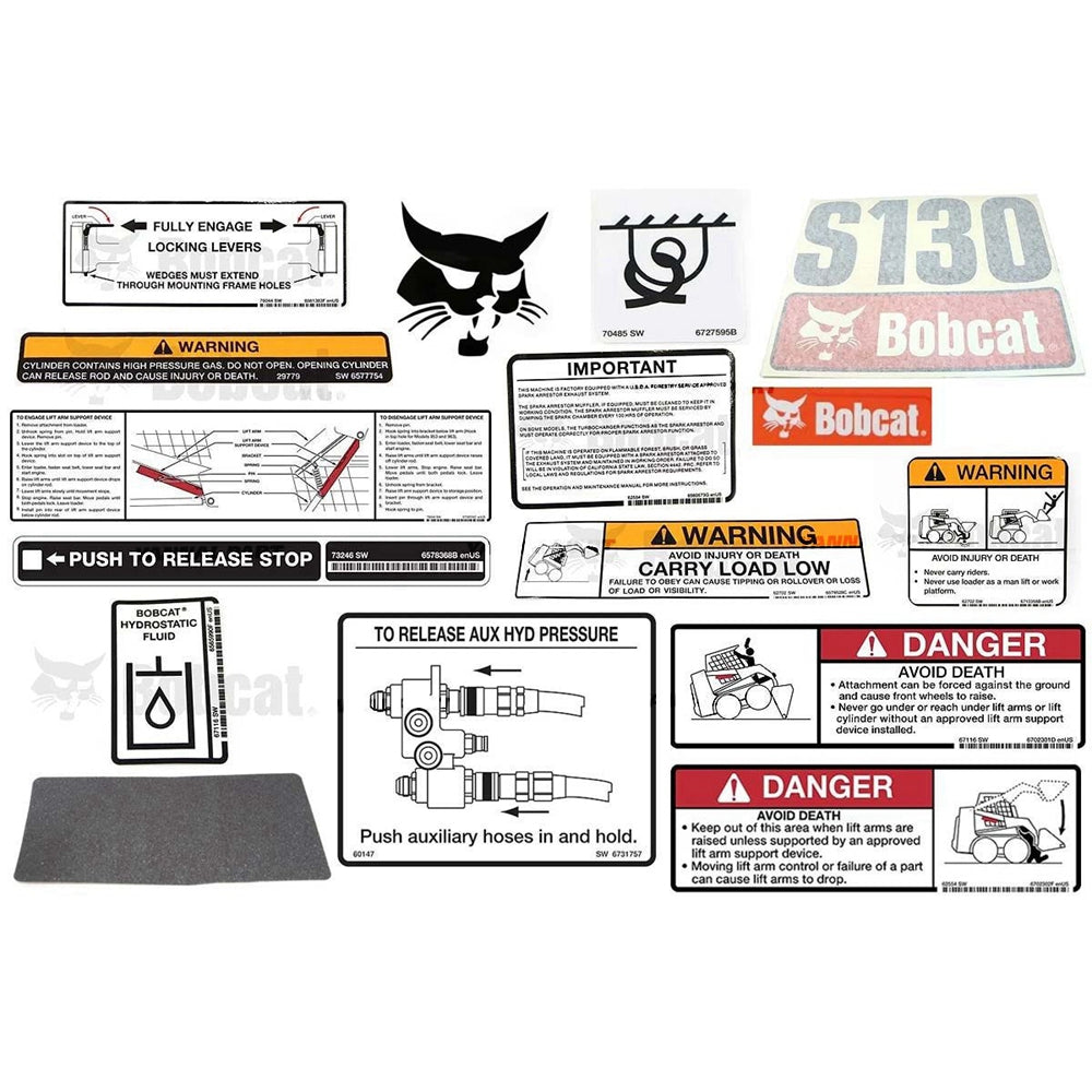 Part No. 6904993 S130 Model Internal and External Decal Kit for Skid Steer Loaders