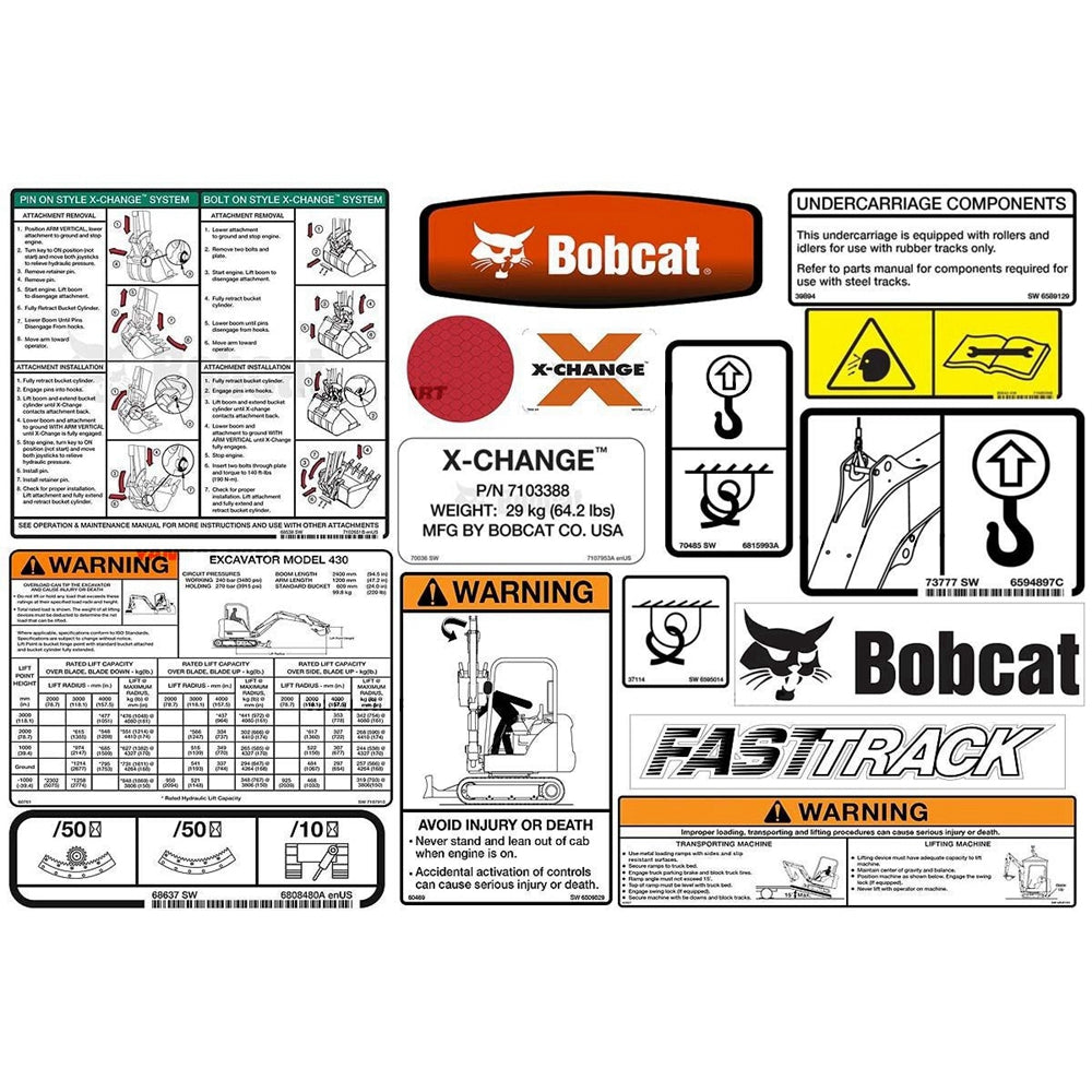 Part No. 6986668 430 Model Internal and External Decal Kit for Excavators