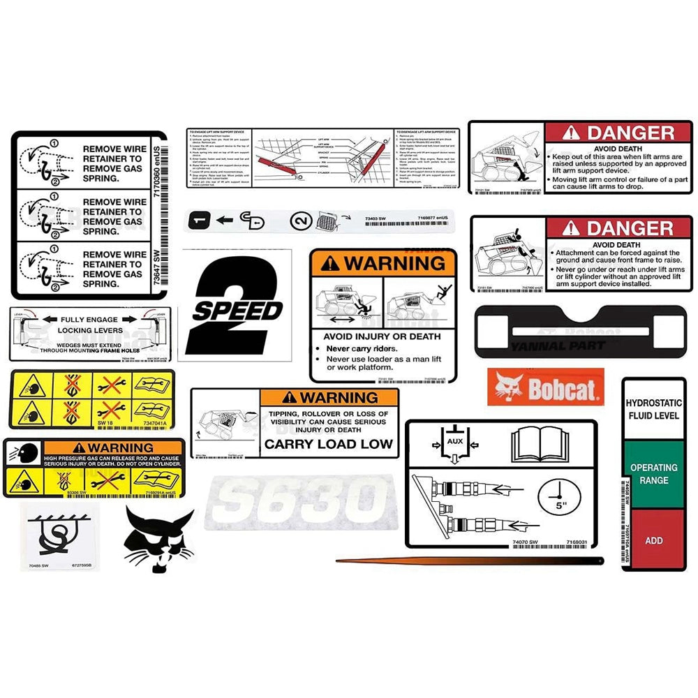 Part No. 6989407 S510, S630 Model Internal and External Decal Kit for Skid Steer Loaders
