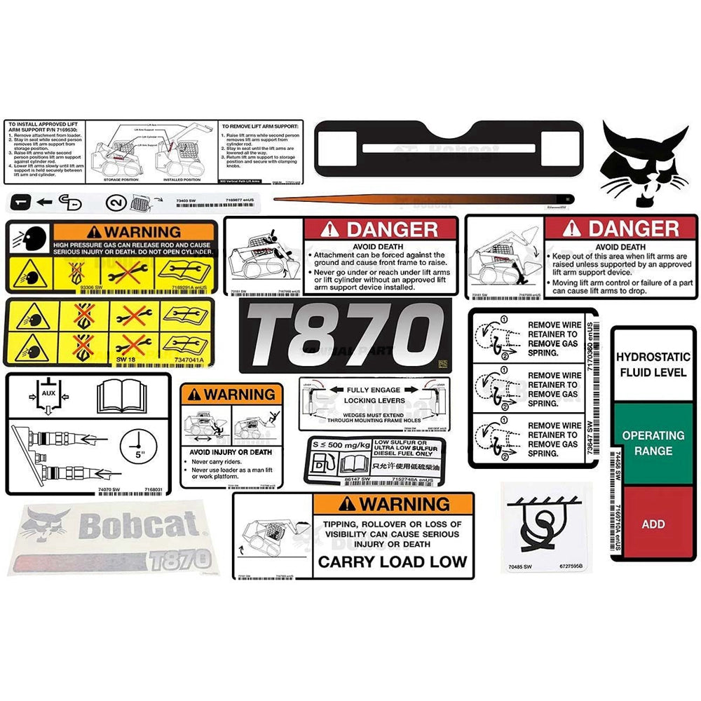 Part No. 6989524 T870 Model Internal and External Decal Kit for Track Loaders