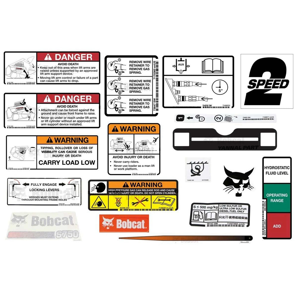 Part No. 6990490 S750 Model Internal and External Translation Decal Kit for Skid Steer Loaders