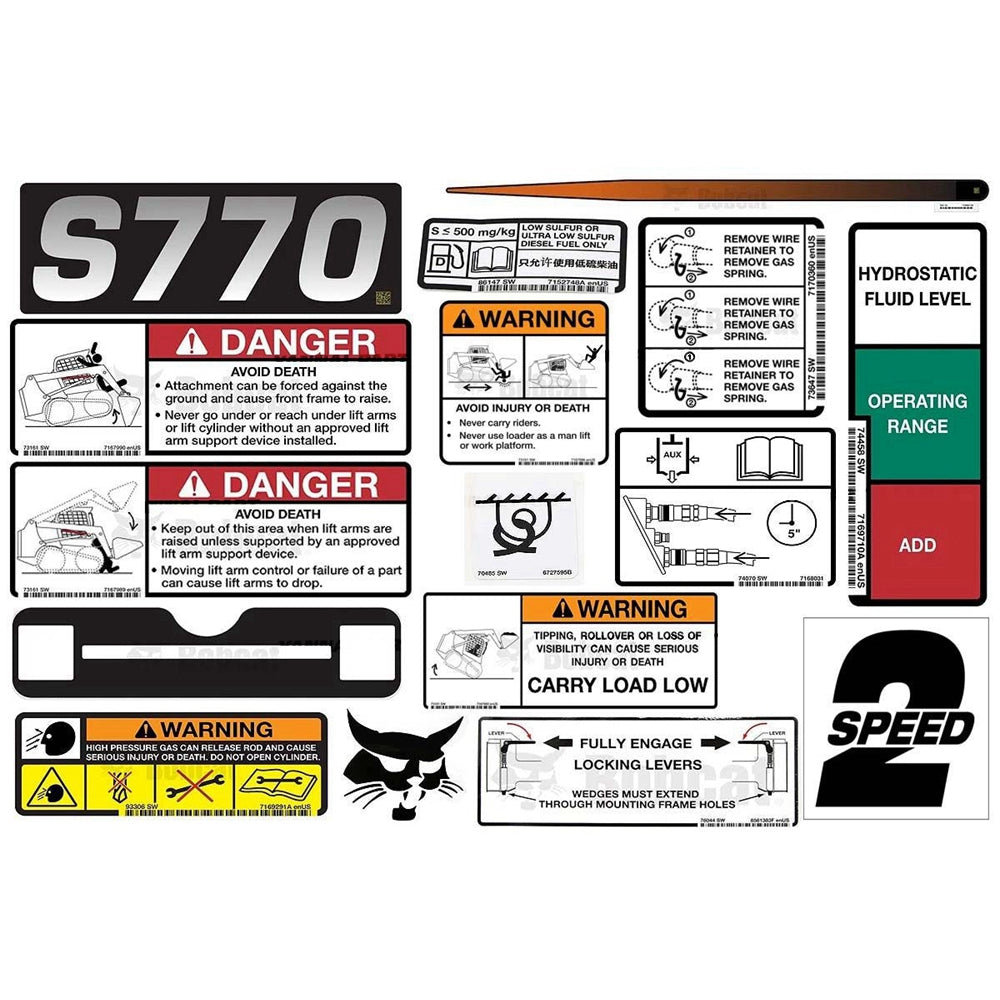 Part No. 6990491 S770 Model Internal and External Translation Decal Kit for Skid Steer Loaders
