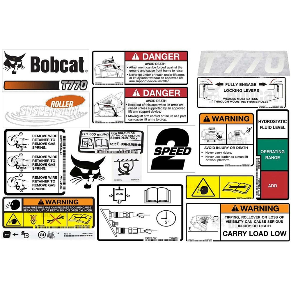 Part No. 6990494 T770 Model Internal and External Translation Decal Kit for Track Loaders