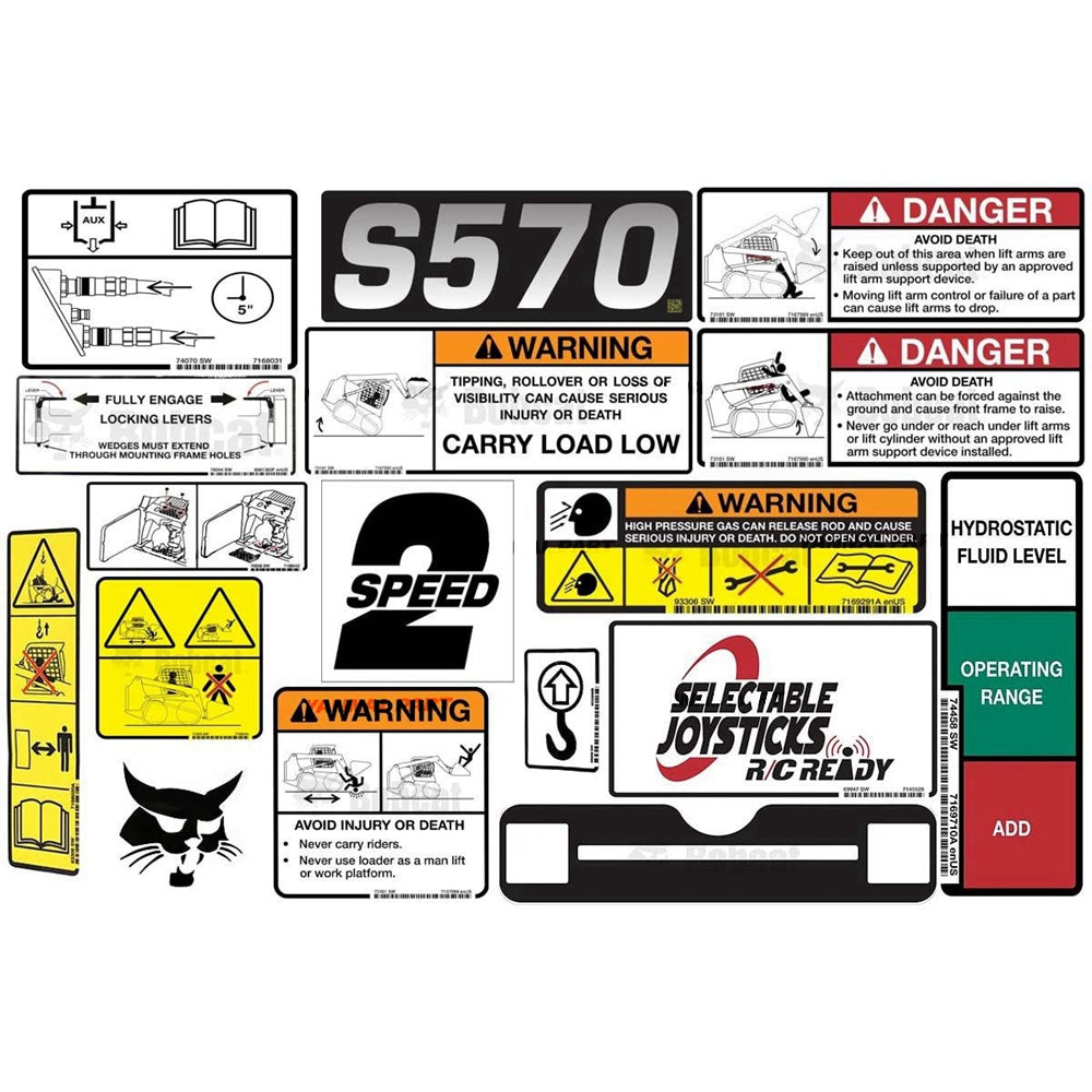 Part No. 6990599 S570 Model Internal and External Translation Decal Kit for Skid Steer Loaders