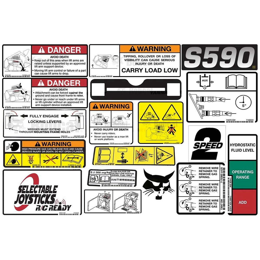 Part No. 6990600 S590 Model Internal and External Translation Decal Kit for Skid Steer Loaders