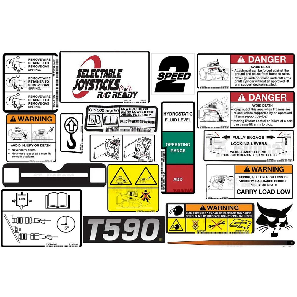 Part No. 6990602 T590 Model Internal and External Translation Decal Kit for Track Loaders