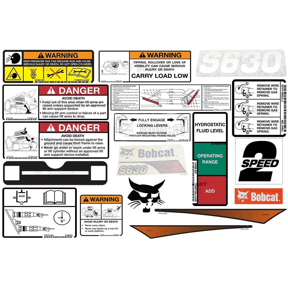 Part No. 7247999 S630 Model Internal and External Decal Kit for Skid Steer Loaders