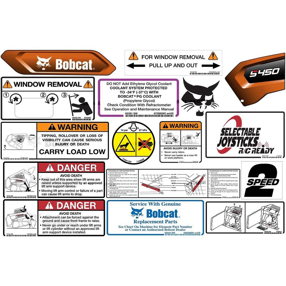 Part No. 7249559 S450 Model Internal and External Decal Kit for Skid Steer Loaders