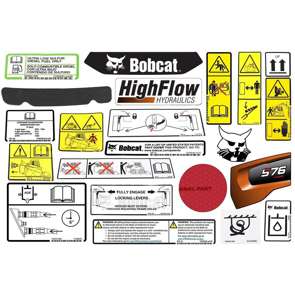 Part No. 7414469 S76 Model Internal and External Decal Kit for Skid Steer Loaders