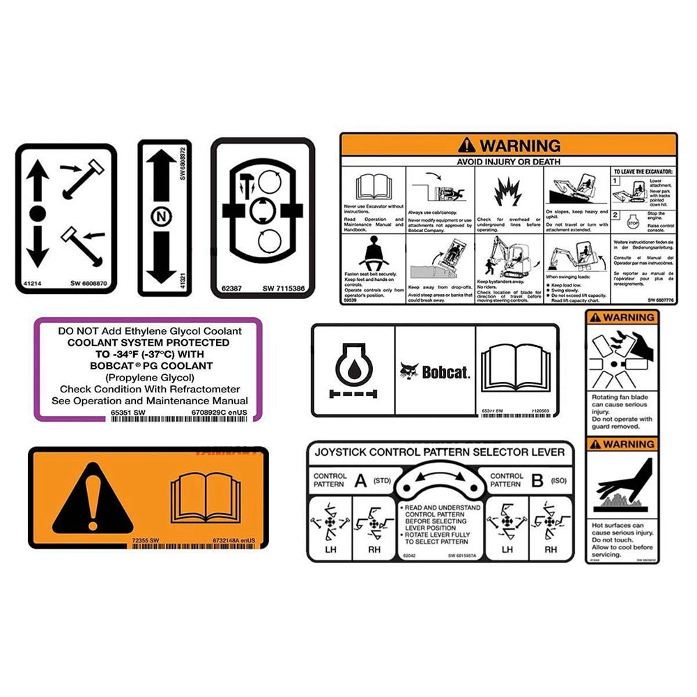 Part No. 6986663 320, 323 Model Internal and External Decal Kit for Excavators