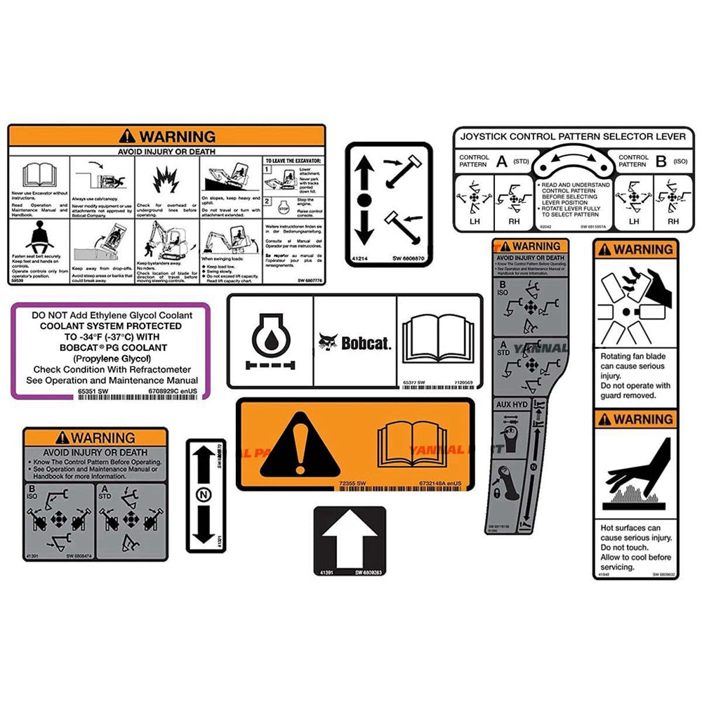 Part No. 6986666 337, 341 Model Internal and External Decal Kit for Excavators