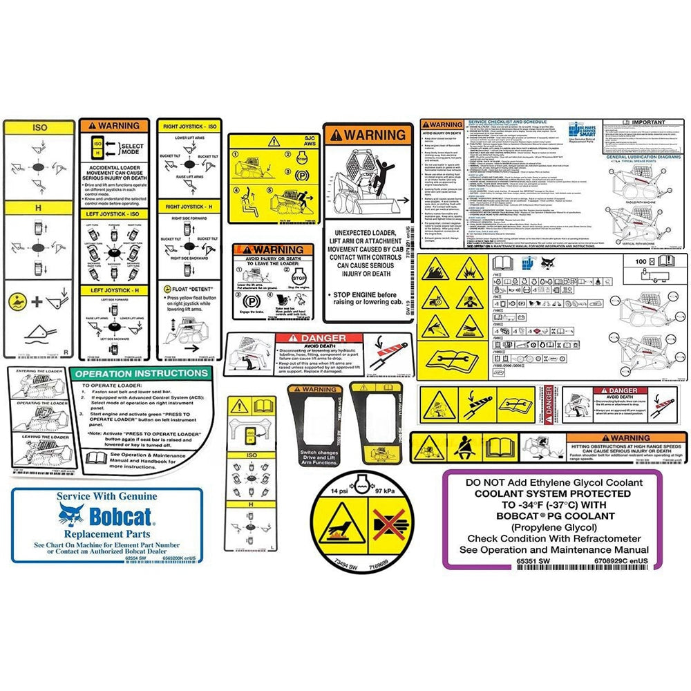 Part No. 6989407 S510, S630 Model Internal and External Decal Kit for Skid Steer Loaders