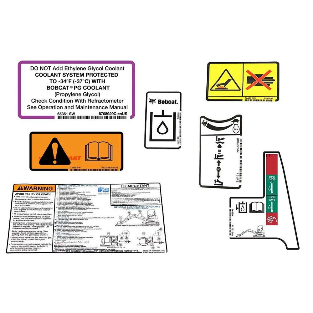 Part No. 7246853 E35i Model Internal and External Decal Kit for Excavators