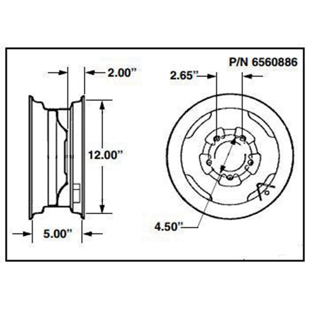 Part No. 6560886 Standard Wheel Rim (12 x 5) for Loaders