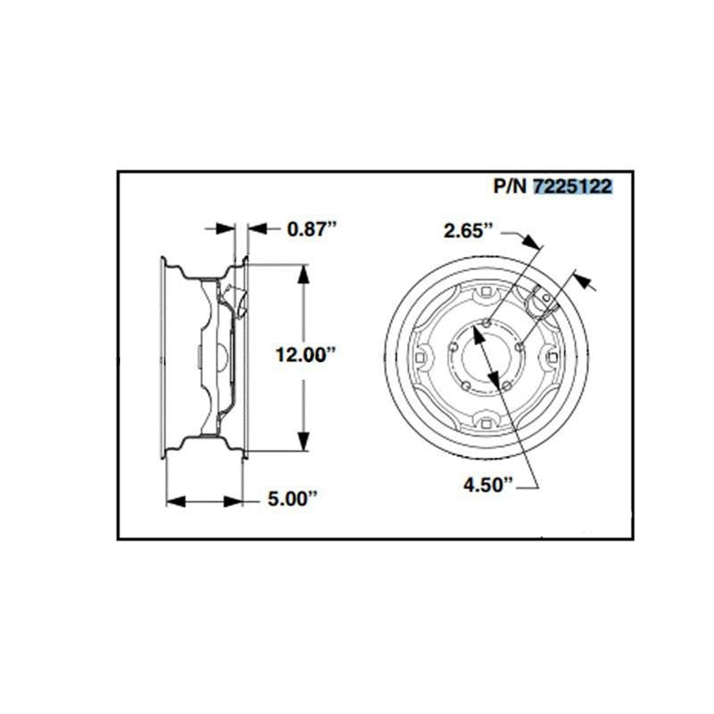 Part No. 7225122 Rim Wheel for Loaders and Dumper Hopper, 12 X 5