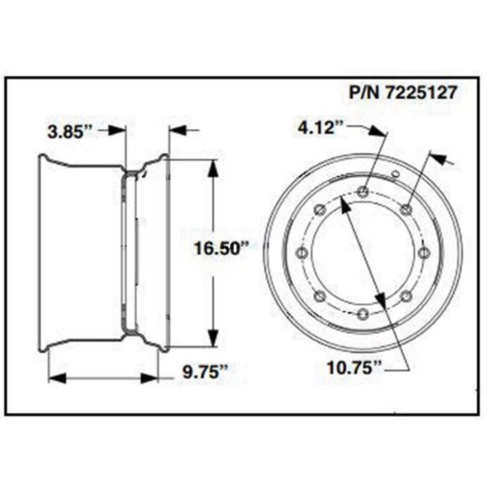 Part No. 7225127 Standard Wheel Rim, 16.5 x 9.75 Fit For Bobcat