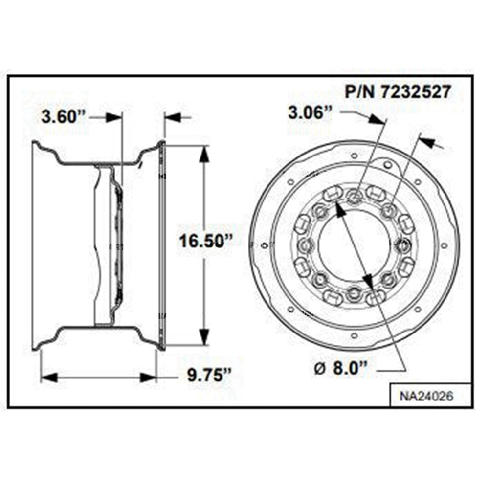 Part No. 7232527 Rim Wheel for S650 Skid Steer Loaders