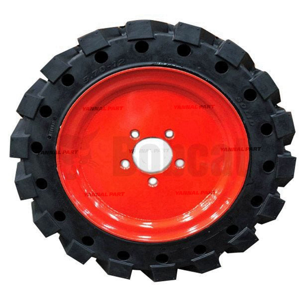 Part No. 7365907 Left Solid Tire for S70, Orange Rim