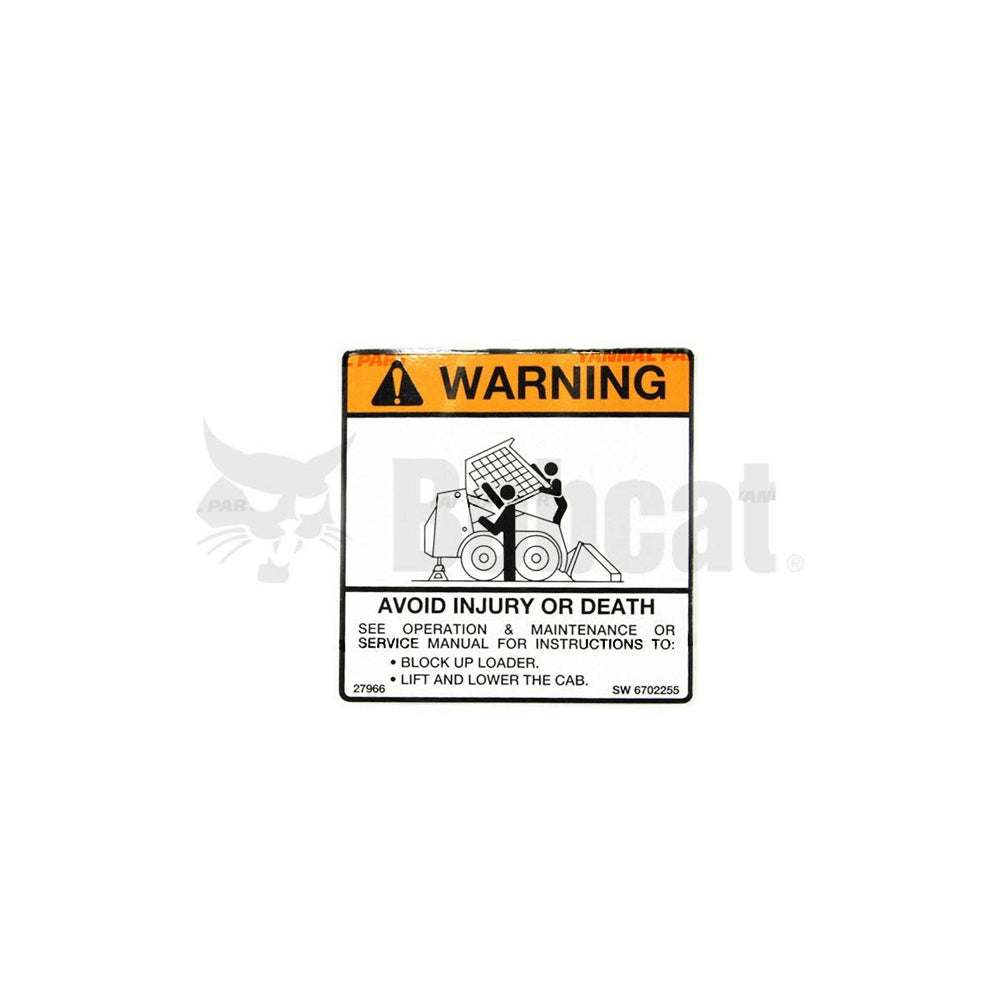 Part No. 6702255 Warning Decal Fit For Bobcat