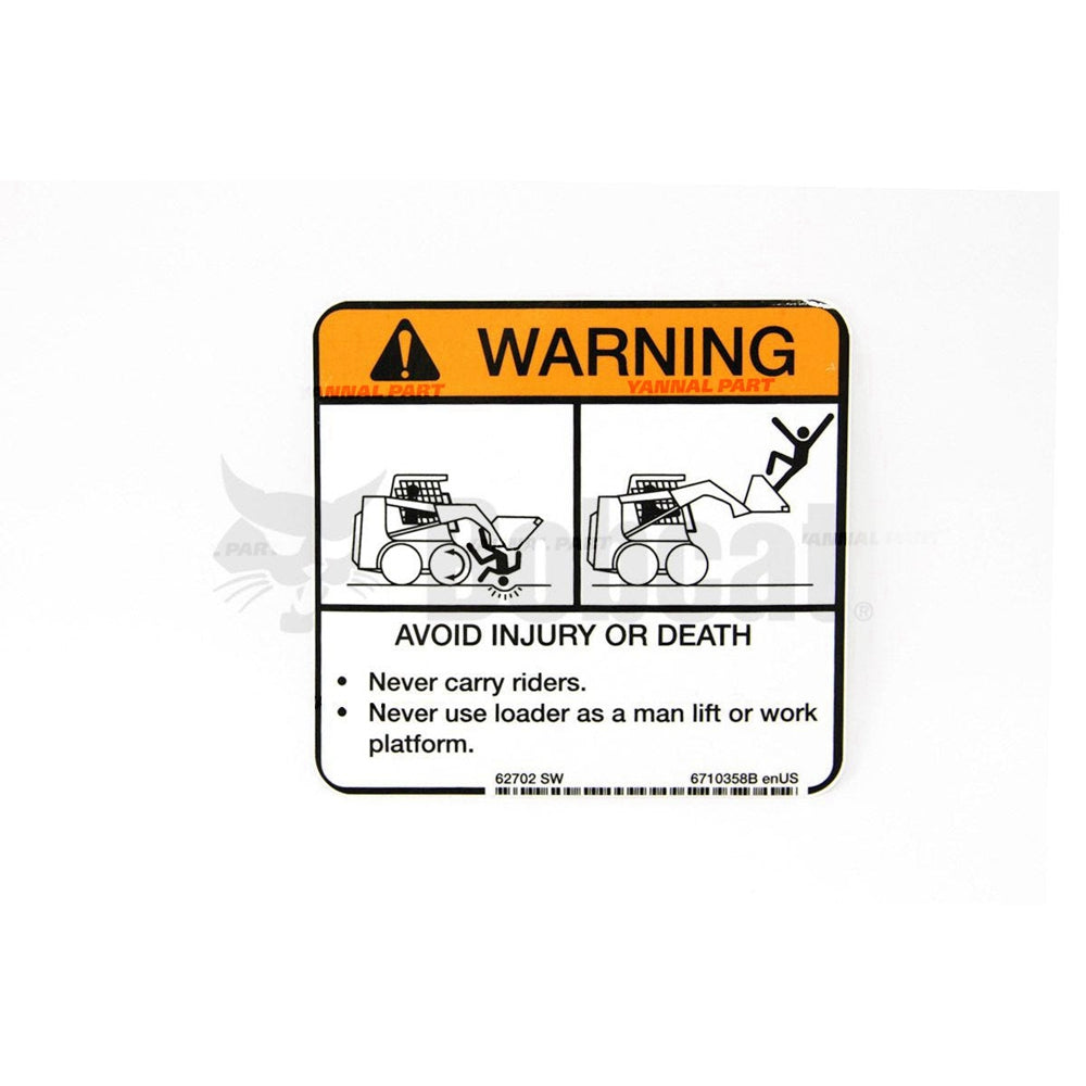 Part No. 6710358 Warning Decal Fit For Bobcat