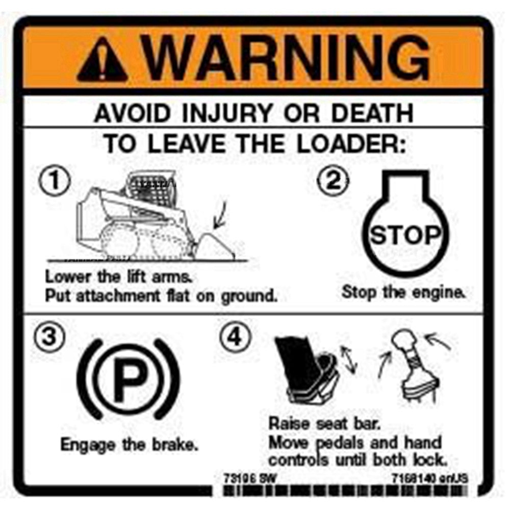 Part No. 7168140 Warning Decal for Loaders