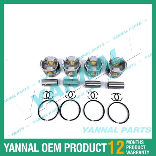 4 PCS Piston With Piston Ring 0.5mm For Yanmar 4TNV86 Engine