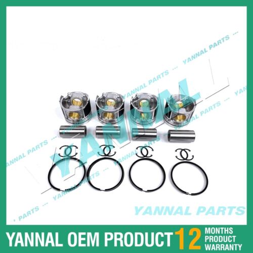 4 PCS Piston With Piston Ring 0.5mm For Yanmar 4D84-3 Engine