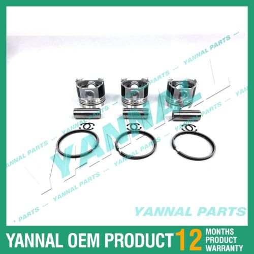 3 PCS Piston With Piston Ring 0.5mm For Kubota D1105 78MM Engine