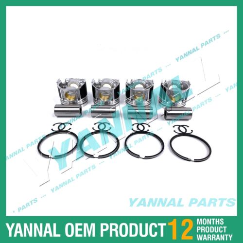 4 PCS Piston With Piston Ring 0.5mm For Kubota V2202 Engine