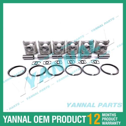 6 PCS Piston With Piston Ring 0.5mm For Mitsubishi S6SIDI Engine