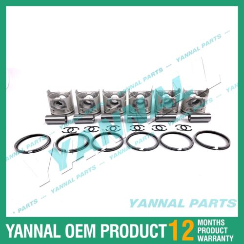 6 PCS Piston With Piston Ring 0.5mm For Komatsu 6D82 Engine