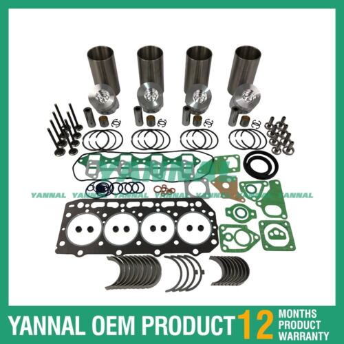 Kit de reconstrucci¨®n de reacondicionamiento, juego de juntas de cabeza completa de anillo de pist¨®n, rodamiento para Yanmar 4D84-2