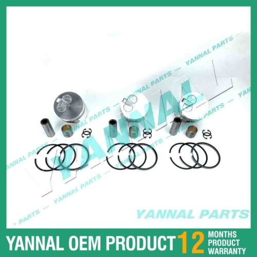 3 PCS Piston With Piston Ring 0.5mm For Yanmar 3TNE74 (Double Leaf)