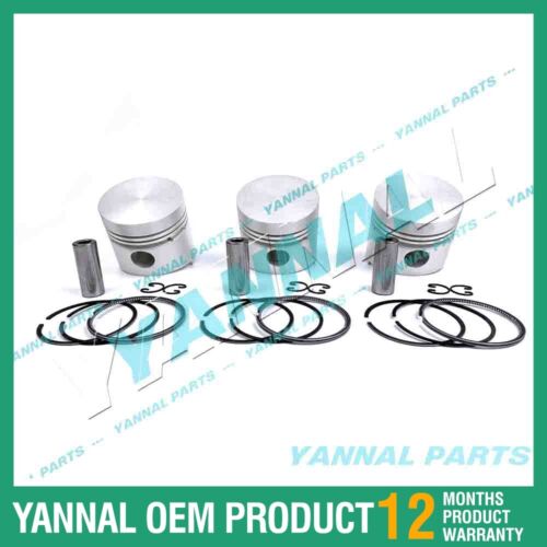 3 PCS Piston With Piston Ring 0.5mm For Kubota D1302 Engine