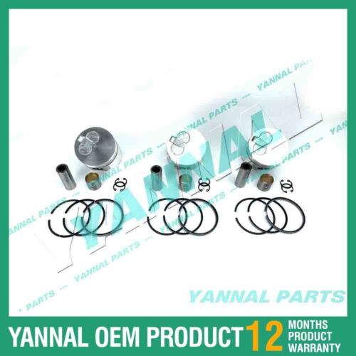 3 PCS Piston With Piston Ring 0.5mm For Yanmar 3TNE74 (Double Leaf)