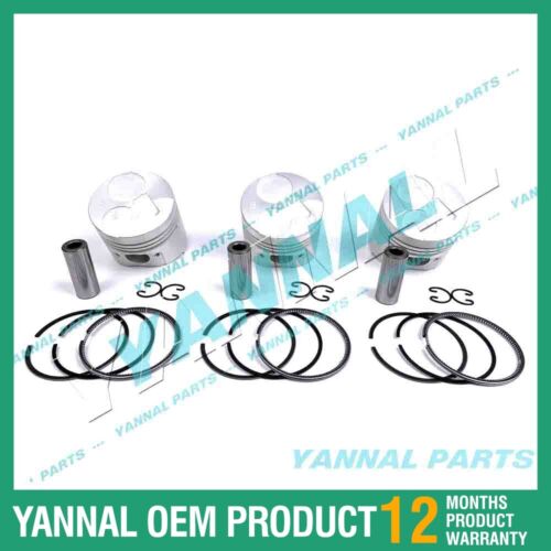 3 PCS Piston With Piston Ring 0.5mm For Kubota D1005 Engine