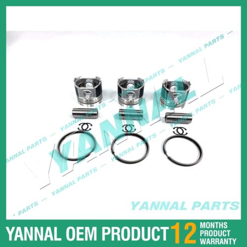 3 PCS Piston With Piston Ring 0.5mm For Yanmar 3TNE74 (Flat Bottom)