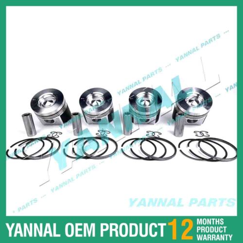 4 PCS Piston With Piston Ring 0.5mm For Kubota V3300DI-T Engine