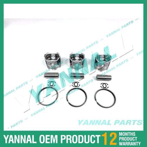 3 PCS Piston With Piston Ring 0.5mm For Kubota 3TNM72 Engine