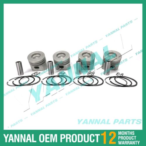 4 PCS Piston With Piston Ring 0.5mm For Kubota V1902DI Engine