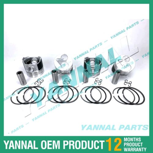 4 PCS Piston With Piston Ring 0.5mm For Kubota V2003 Engine