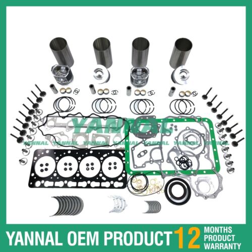 Kit de reconstrucci¨®n de reacondicionamiento, juego de juntas de cabeza completa de anillo de pist¨®n, Bearin para Kubota V3300