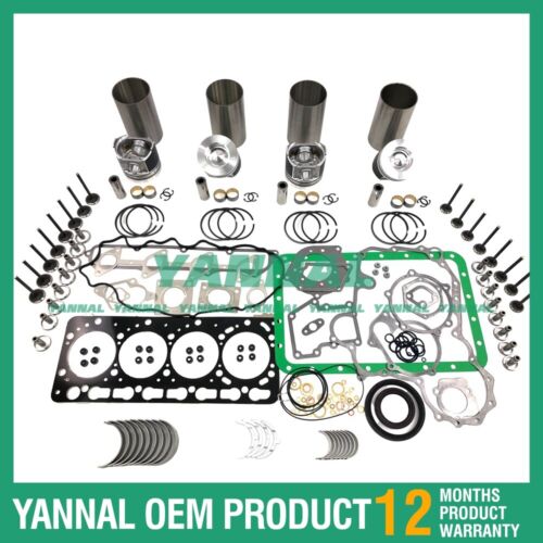 Kit de reconstrucci¨®n de reacondicionamiento, juego de juntas de cabeza completa de anillo de pist¨®n, Bearin para Kubota V3300