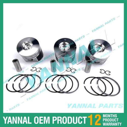 3 PCS Piston With Piston Ring 0.5mm For Kubota D1803 Engine