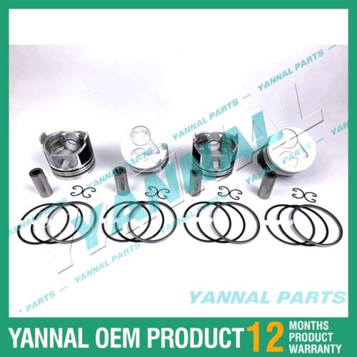 4 PCS Piston With Piston Ring 0.5mm For Kubota V1505 78MM Engine