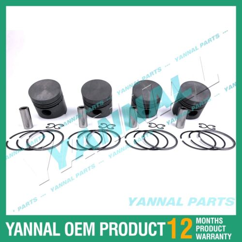 4 PCS Piston With Piston Ring 0.5mm For Kubota V1502 Engine