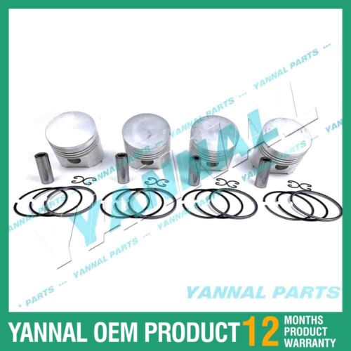 4 PCS Piston With Piston Ring 0.5mm For Kubota V1902IDI Engine